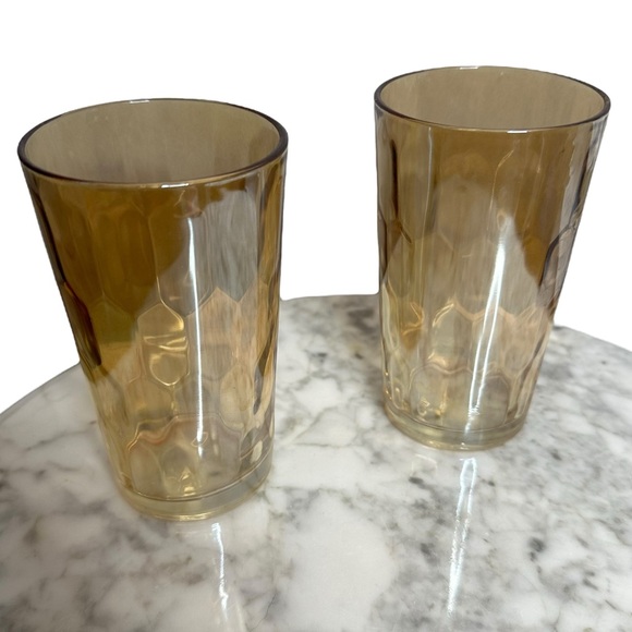 Vintage Jeanette Marigold Carnival Glass Hex Optic Pitcher and Tumblers - Picture 11 of 13